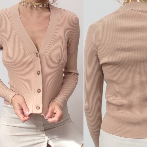 Nwot SPORTMAX farfetch ribbed crop micro cardigan xs - Picture 2 of 2